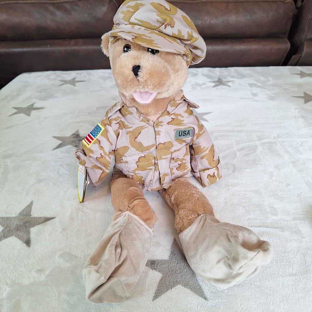 Working Military Plush Chantilly Lane 19" American GI Hero Singing Bear No Pants